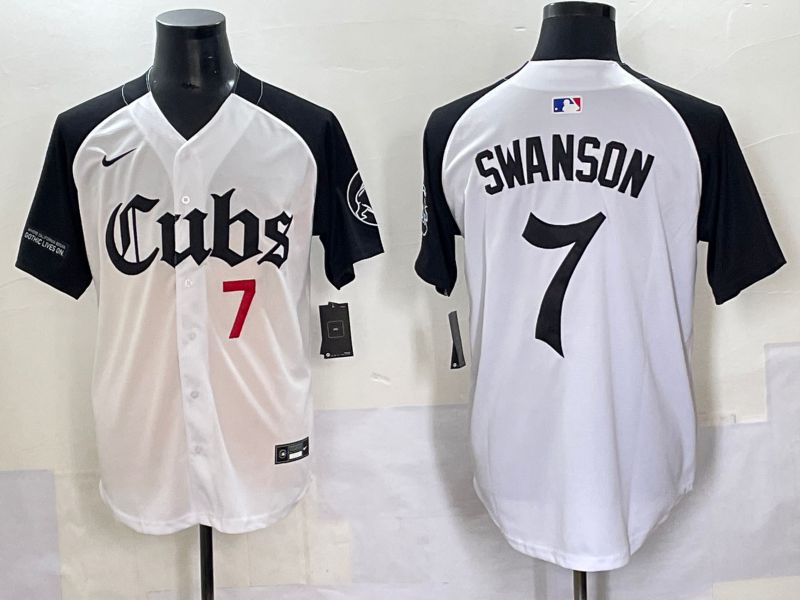 Men 2025 Chicago Cubs #7 Swanson white black Five generations Joint Name Nike MLB Jersey style 5